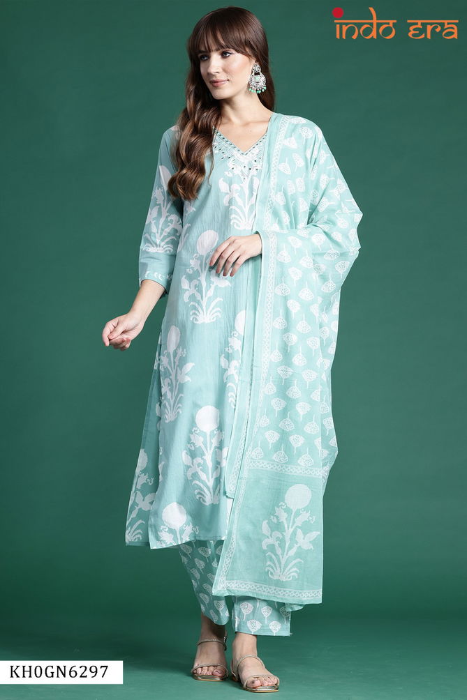 2507 Indo Era Printed Designer Cotton Kurti With Bottom Dupatta Wholesale Online
